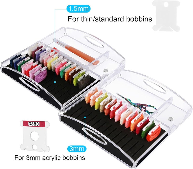 Hamtery Acrylic Working Tray for Cross Stitch and Embroidery Supplies, Embroidery Floss Bobbins Organizer with Magnetic Needle Holder and Tools Storage-Tray Only (Small-For thin/standard bobbin) - Image 4